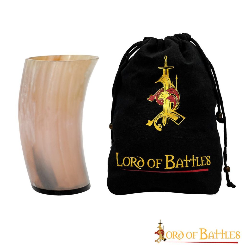Taza de Cerveza Medieval Vikinga Hecha a Mano con Auténtico Cuerno de Buey - Imagen 1