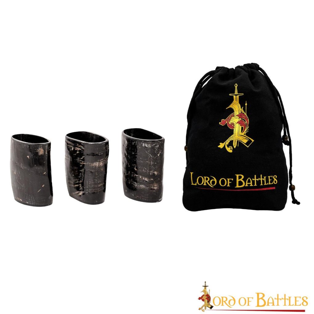 Set de 3 Vasos Medievales Vikingos de Cuerno de Búfalo Genuino Hechos a Mano - Imagen 8