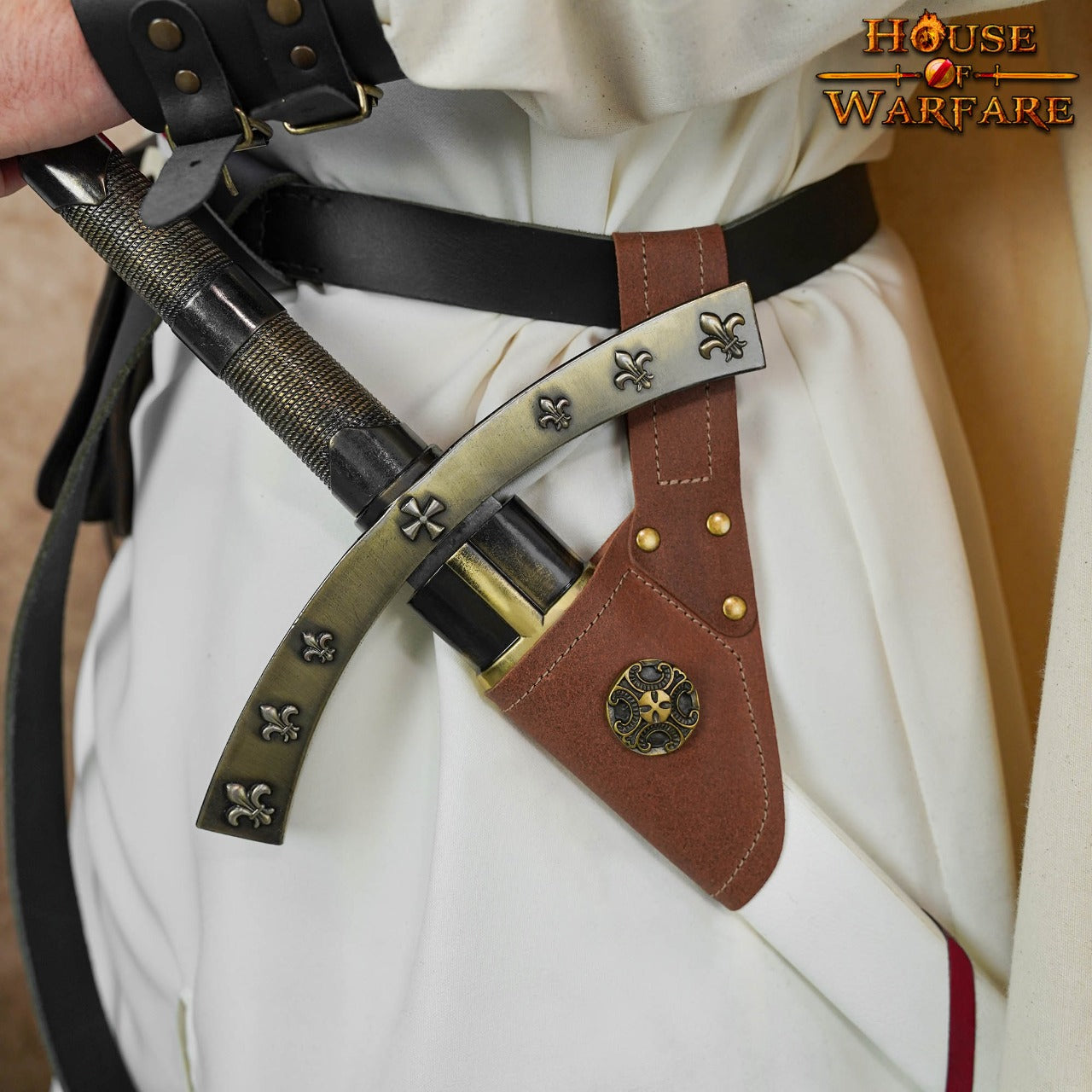 Espada Medieval de Cuero Diseño Rana Cruz Antigua - Imagen 6