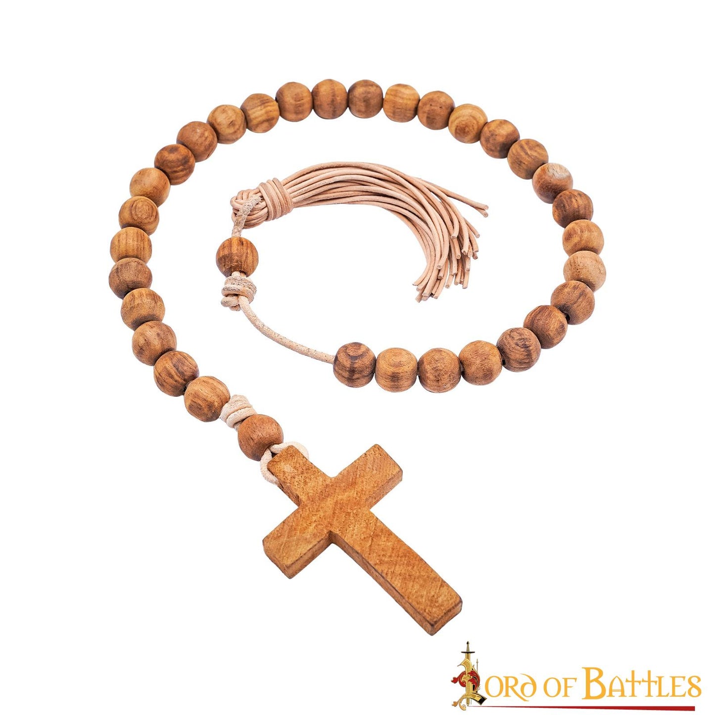 Rosario Medieval de Madera con Cruz, Cordón de Cuero Auténtico - Imagen 7