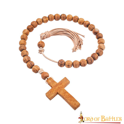 Rosario Medieval de Madera con Cruz, Cordón de Cuero Auténtico - Imagen 7