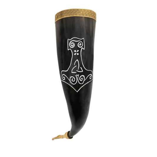 Viking Drinking 300-400 Ml Bocina con Diseño de Mjolnir - Imagen 1
