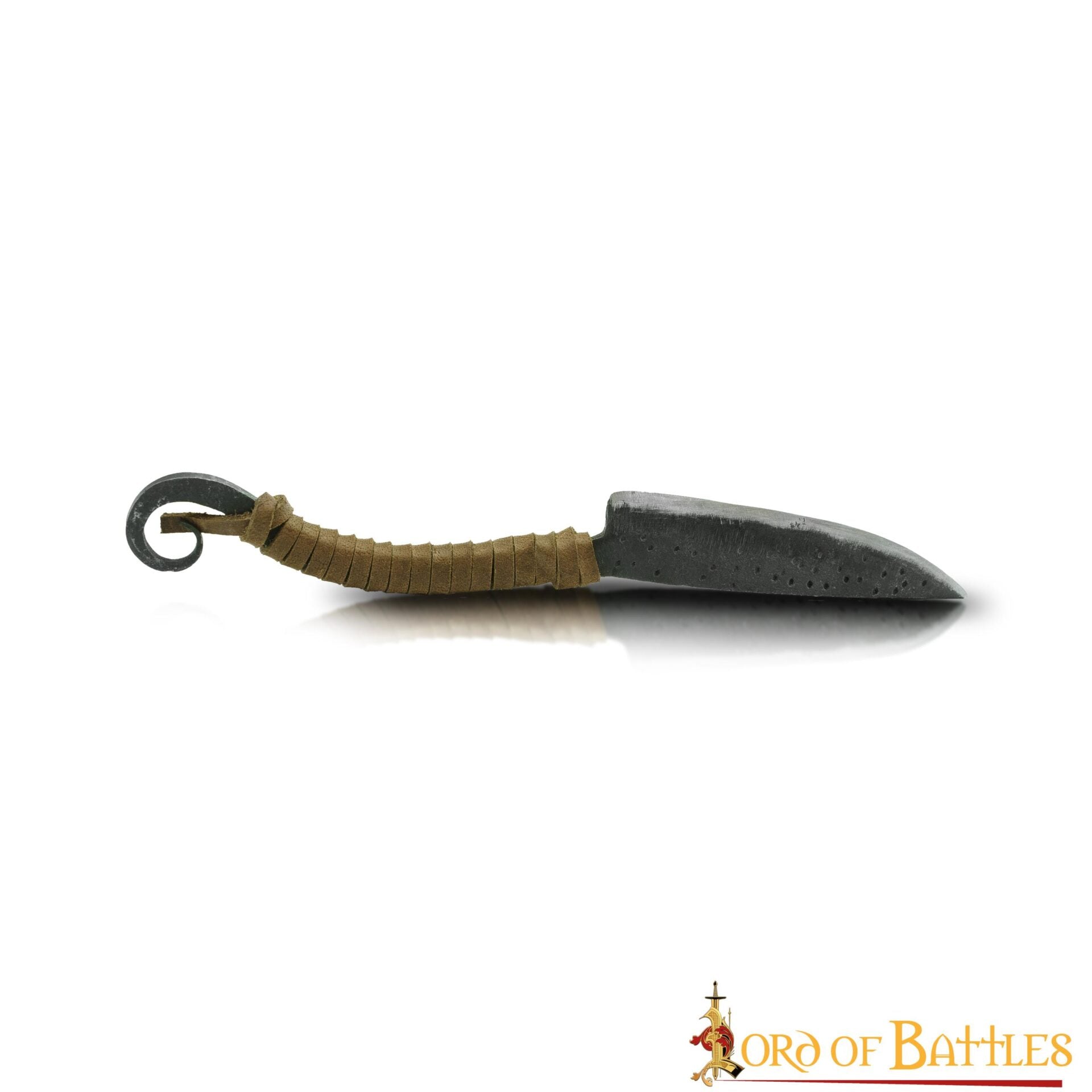 Cuchillo Forjado a Mano con Mango de Cuero y Punta de Marquetería - Imagen 9