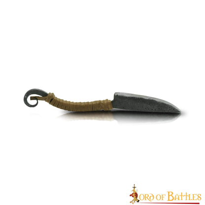 Cuchillo Forjado a Mano con Mango de Cuero y Punta de Marquetería - Imagen 9