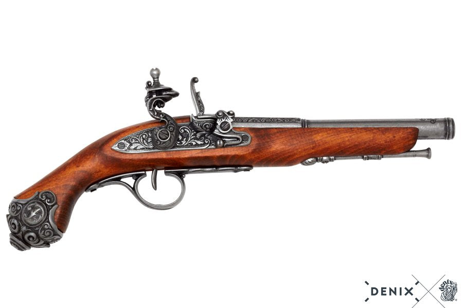 Imagen de PISTOLA DE CHISPA, SIGLO XVIII 1077G,Réplica no funcional parte de nuestra colección en Espadas y más, sitio oficial.