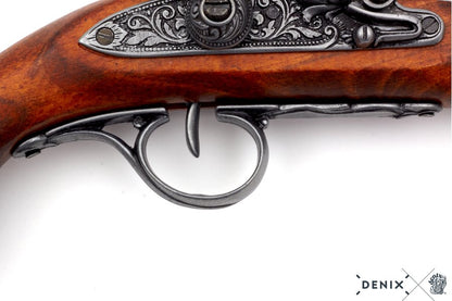 Imagen de PISTOLA DE CHISPA, SIGLO XVIII 1077G,Réplica no funcional parte de nuestra colección en Espadas y más, sitio oficial.