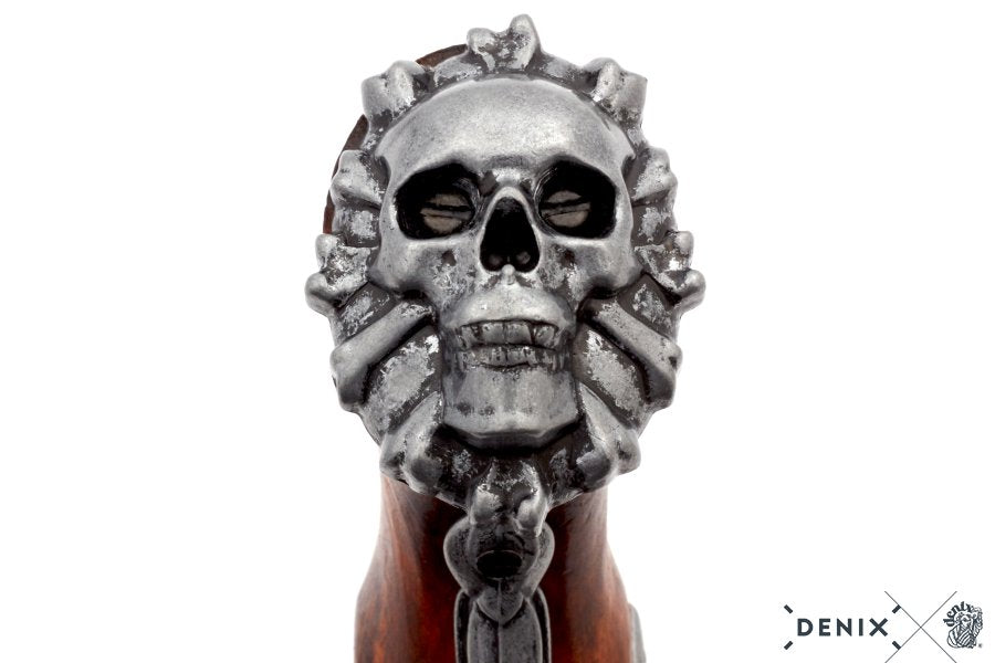 Imagen de réplica de una pistola pirata de chispa del S. XVIII.  no funcional parte de nuestra colección en Espadas y más, sitio oficial.