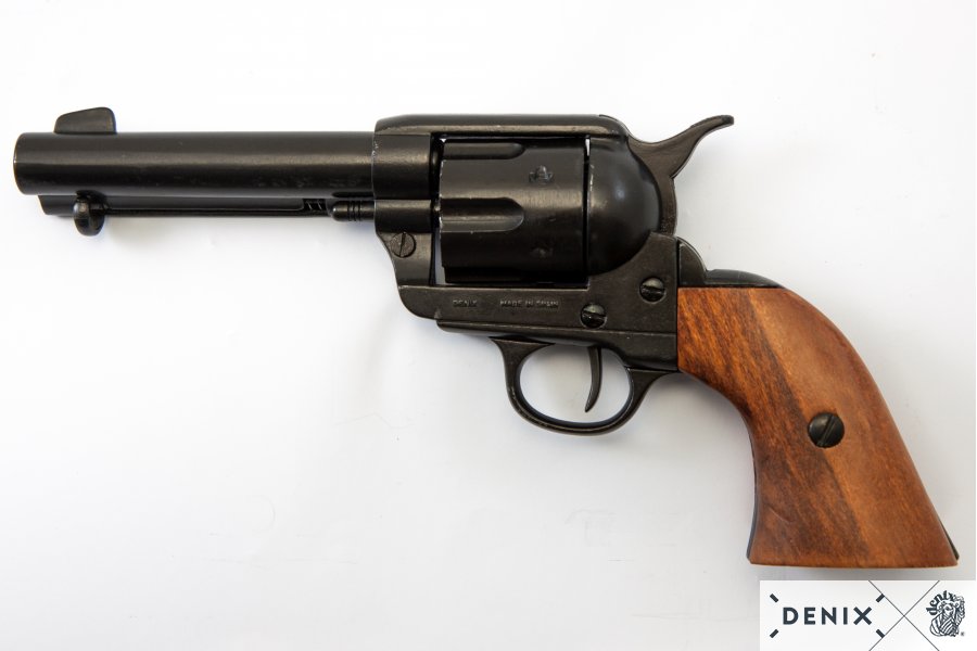 Revólver CAL.45 Peacemaker 4,75", com 6 balas, 1-1186N, réplica não funcional