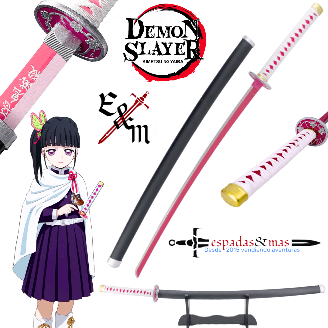 Katana de Kanao Tsuyuri con hoja de madera de bambú Demon Slayer Kimetsu no Yaiba. Vendida por Espadas y más