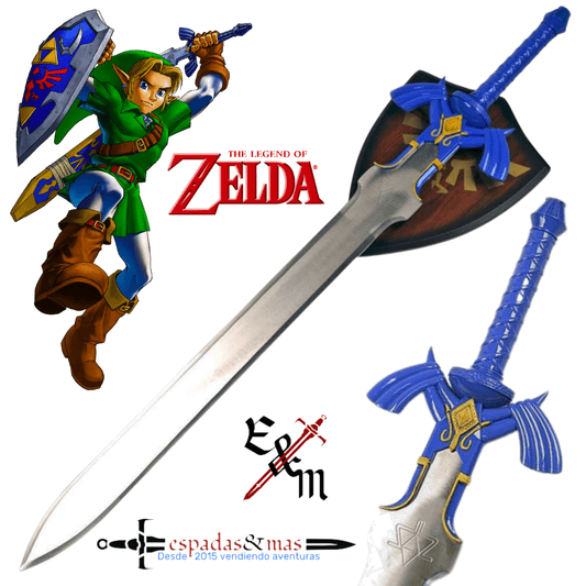 Espada maestra de Zelda Twilight Princess decorativa. Espada de Zelda azul con expositor. Vendida por Espadas y más