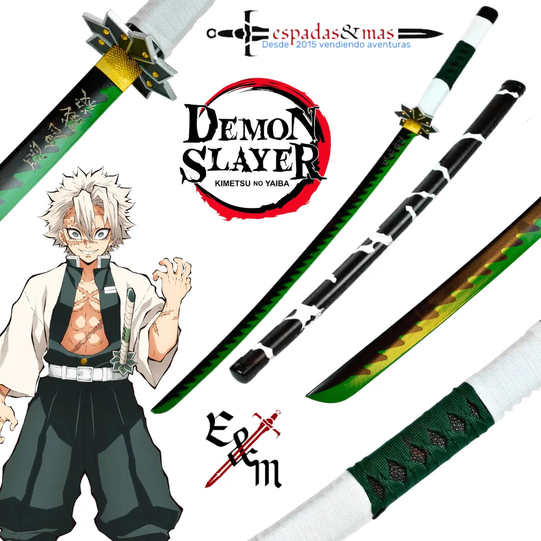 Katana Shinazugawa Sanemi de Kimetsu no Yaiba (Demon Slayer) con kanji en la hoja. como la del anime. Vendida por Espadas y más