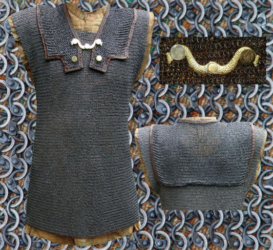 ULF-RM-LH Cota de malla Lorica romana Hamata remachada y perforada 6 mm