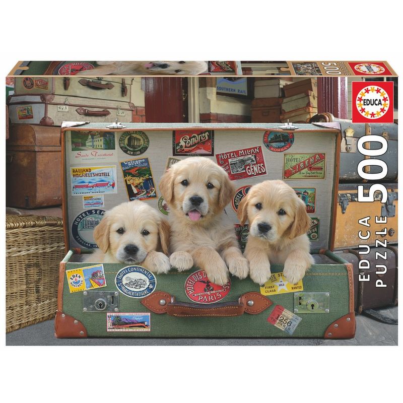 Imagen 2 de Puzzle Cachorros En El Equipaje 500Pzs