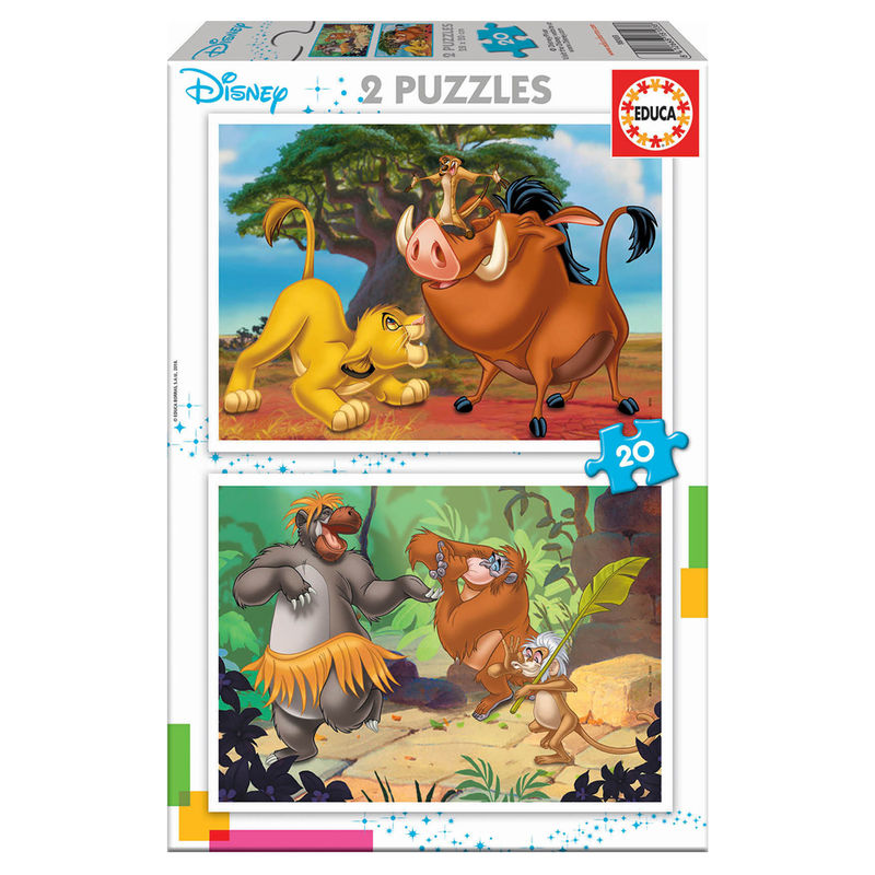 Imagen 1 de Puzzle Rey Leon + El Libro De La Selva Animals Disney 2X20pzs