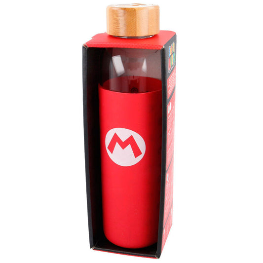 Imagen 1 de Botella Cristal Super Mario Bros Nintendo Funda Silicona 585Ml