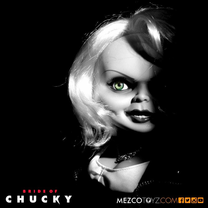 Imagen de Figura Tiffany La Novia De Chucky Parlante 38Cm parte de nuestra colección en Espadas y más, sitio oficial.