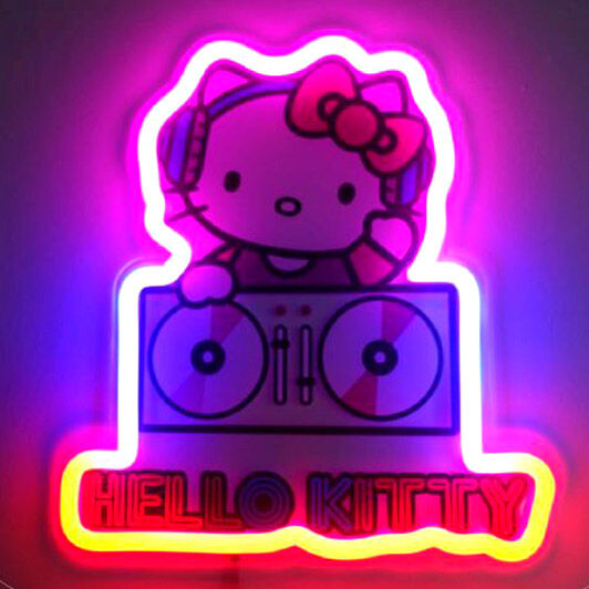 Imagen de Lampara Mural Neon Neon Hello Kitty parte de nuestra colección en Espadas y más, sitio oficial.