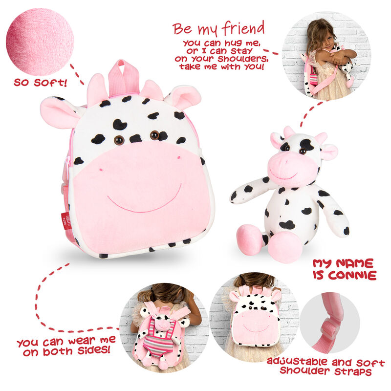 Imagen 3 de Mochila Reversible + Peluche Vaca Connie 25Cm