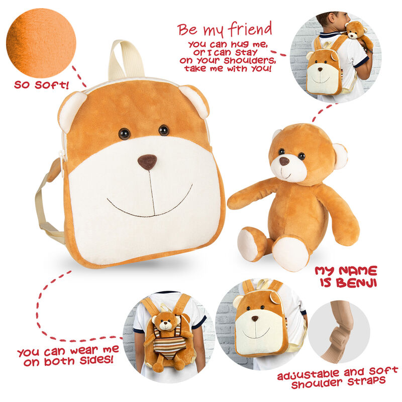 Imagen 4 - Mochila Reversible + Peluche Oso Benji 25Cm