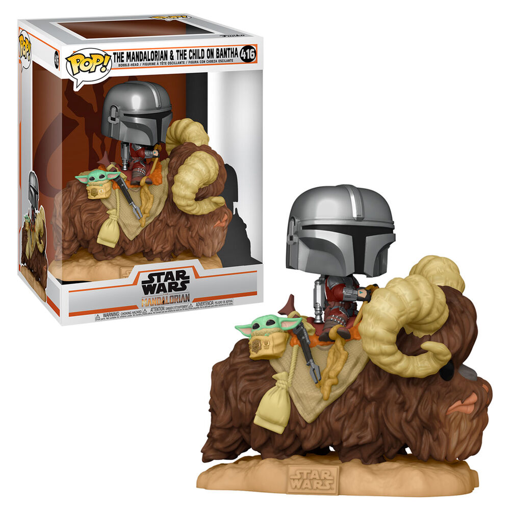 Imagen 1 de Figura Pop Star Wars The Mandalorian Mando On Bantha With Child In Bag