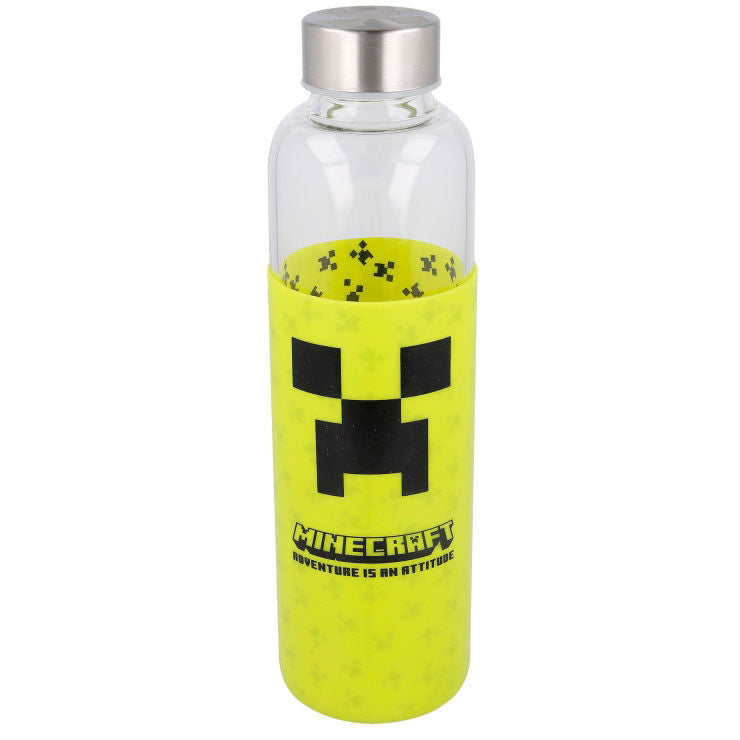 Imagen 1 de Botella Cristal Minecraft Funda Silicona 585Ml