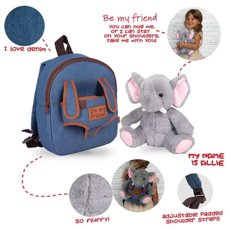 Imagen 2 de Mochila + Peluche Elefante Allie 26Cm