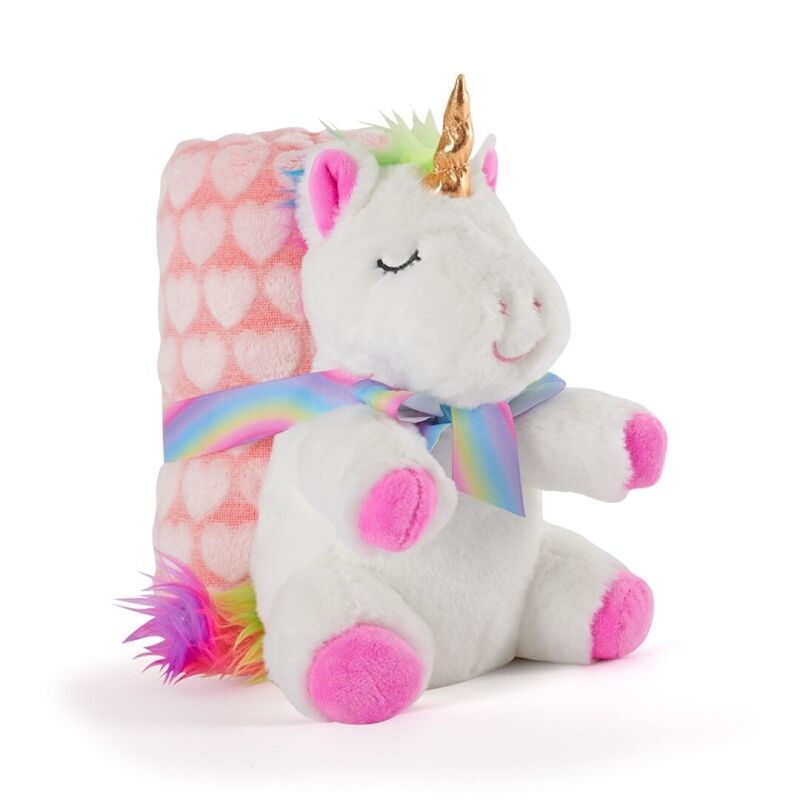 Imagen 1 de Peluche + Manta Suave Unicornio Tiara 22Cm