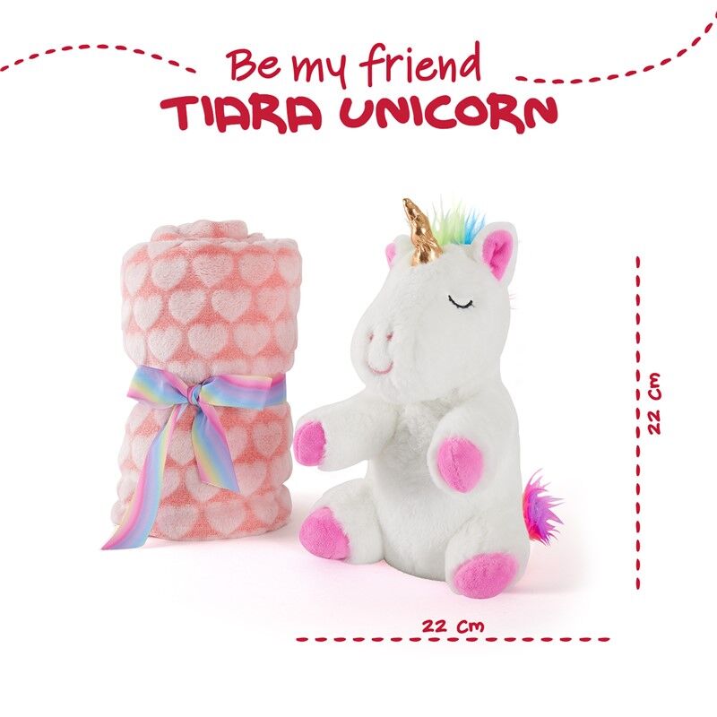 Imagen 2 de Peluche + Manta Suave Unicornio Tiara 22Cm