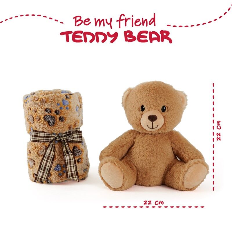 Imagen 2 de Peluche + Manta Suave Oso Teddy 22Cm