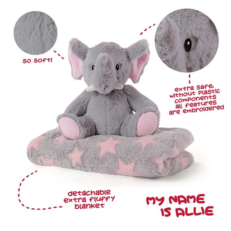 Imagen 3 de Peluche + Manta Suave Elefante Allie 22Cm