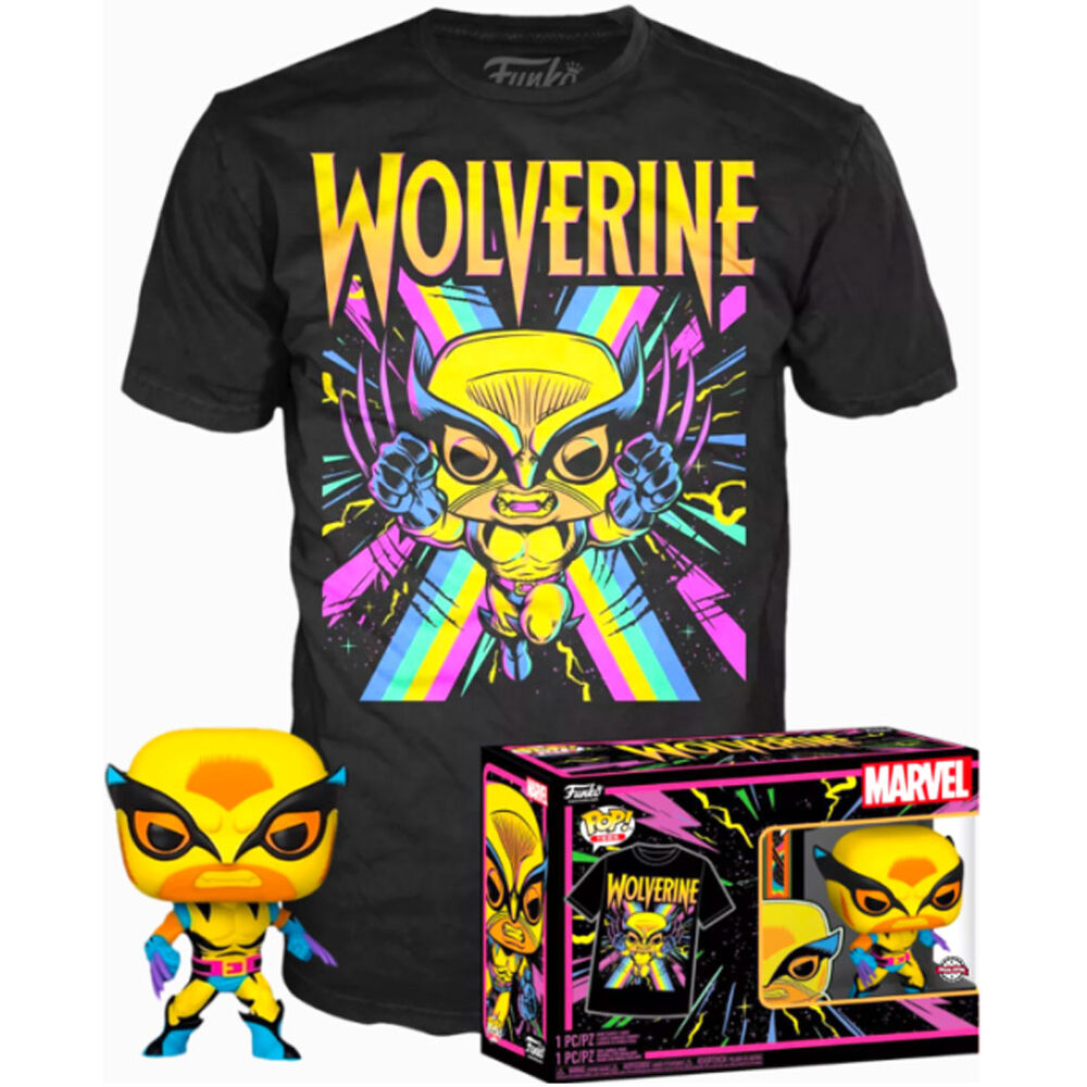Imagen 1 - Set Figura Pop & Tee Marvel Wolverine Black Light