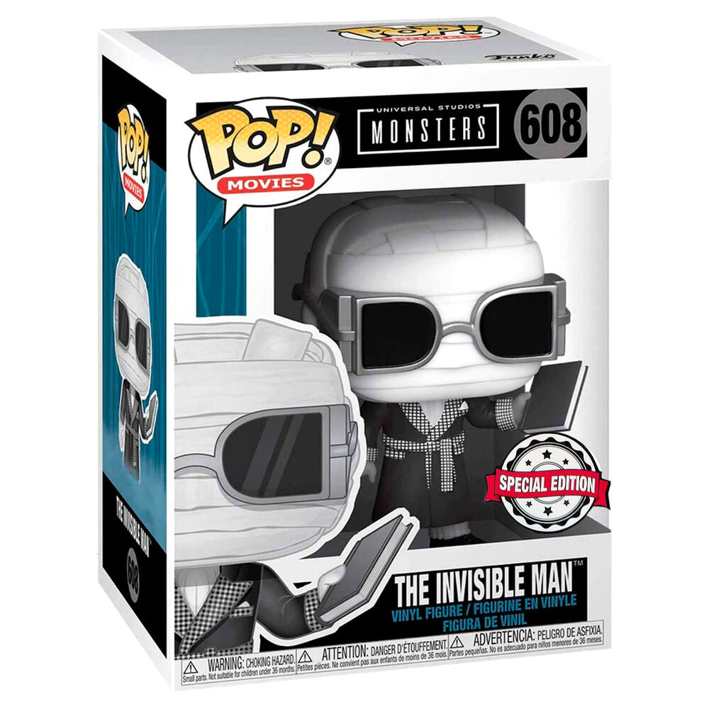 Imagen 2 de Figura Pop Universal Monsters Invisible Man Black And White Exclusive