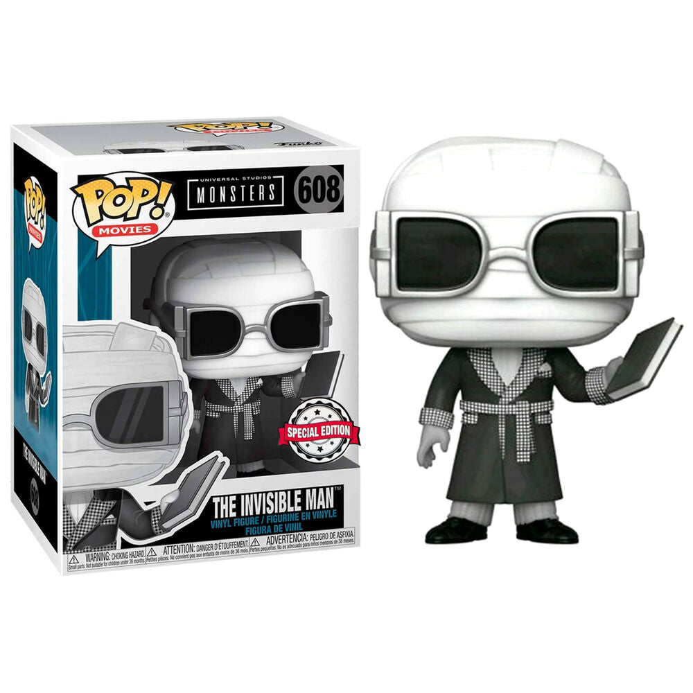 Imagen 1 de Figura Pop Universal Monsters Invisible Man Black And White Exclusive