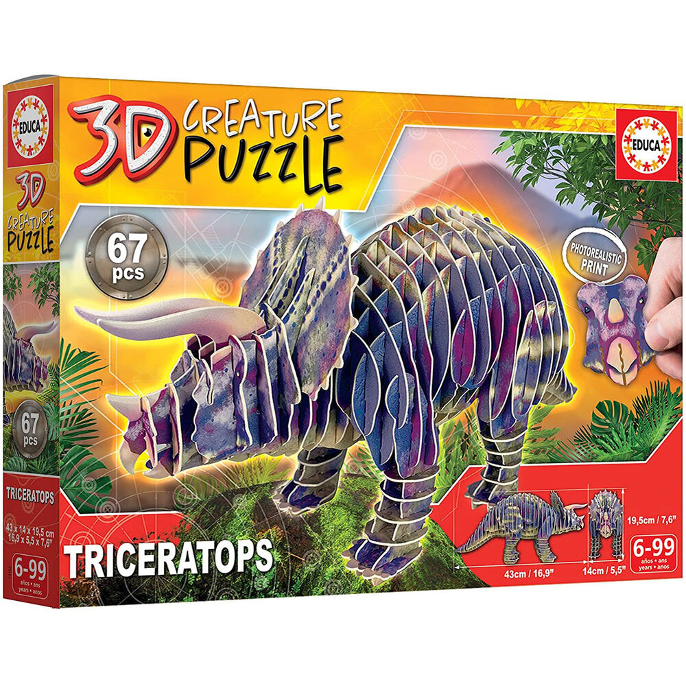Imagen 1 de Puzzle 3D Creature Triceratops 67Pzs