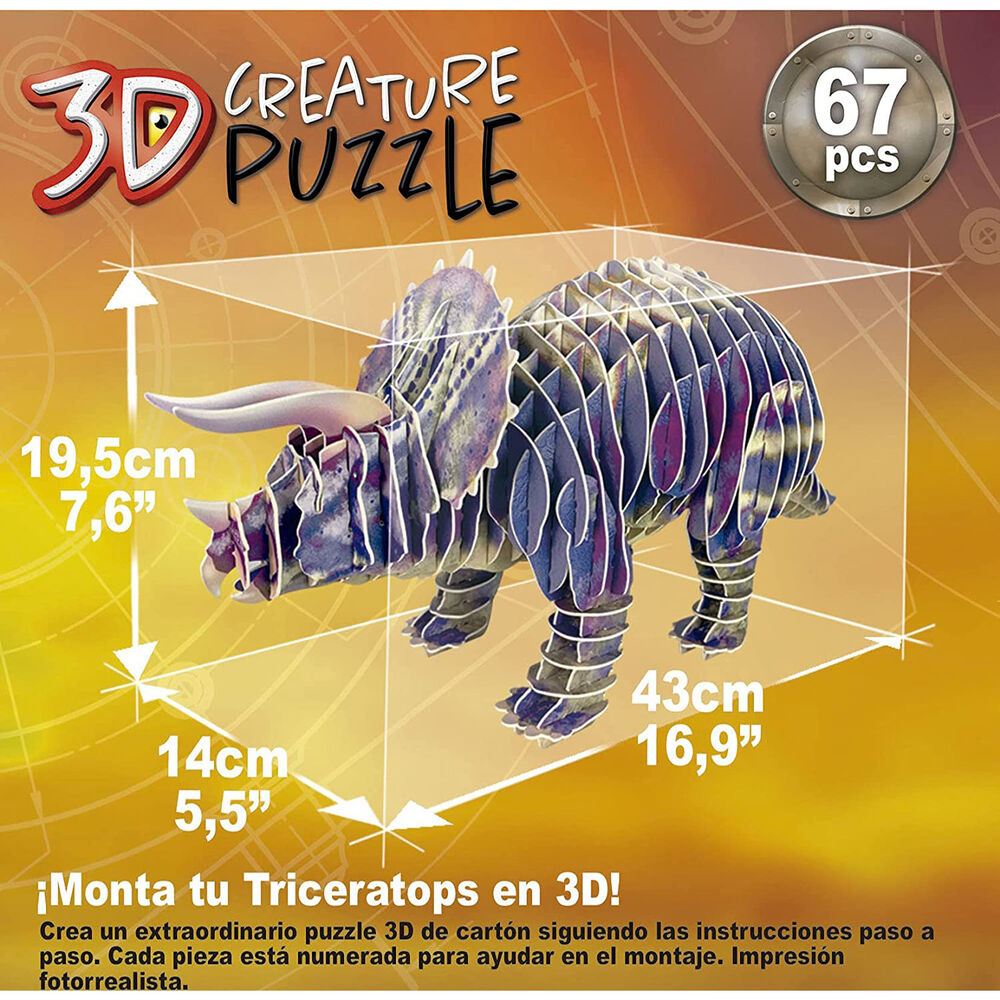 Imagen 4 de Puzzle 3D Creature Triceratops 67Pzs