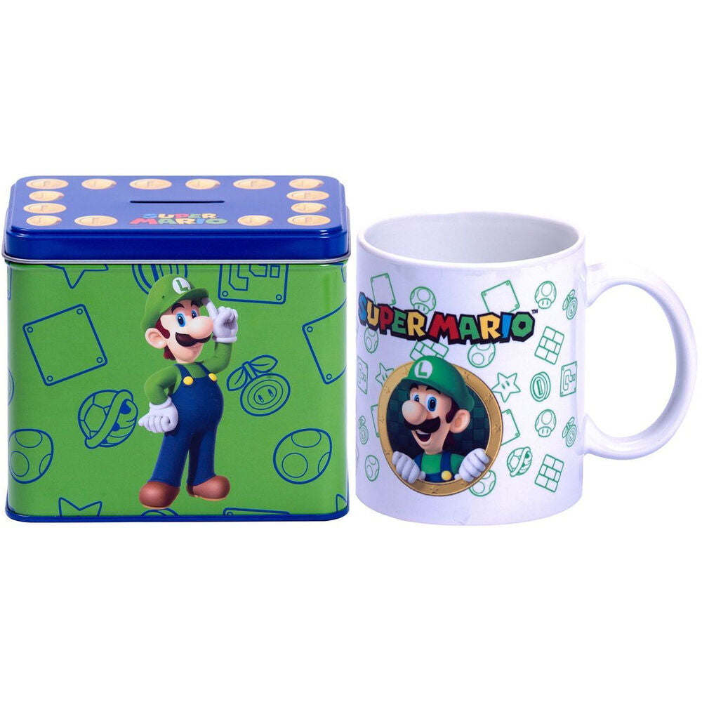 Imagen 3 de Hucha + Taza Luigi Super Mario Bros Nintendo