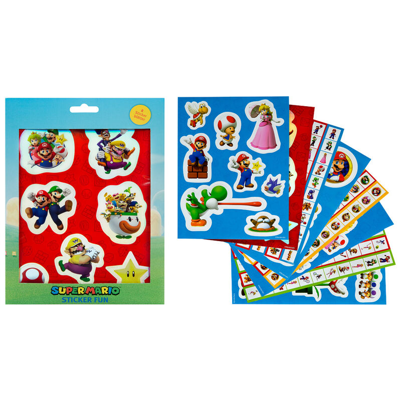 Imagen 1 de Pack 12 Hojas Pegatinas Super Mario Bros