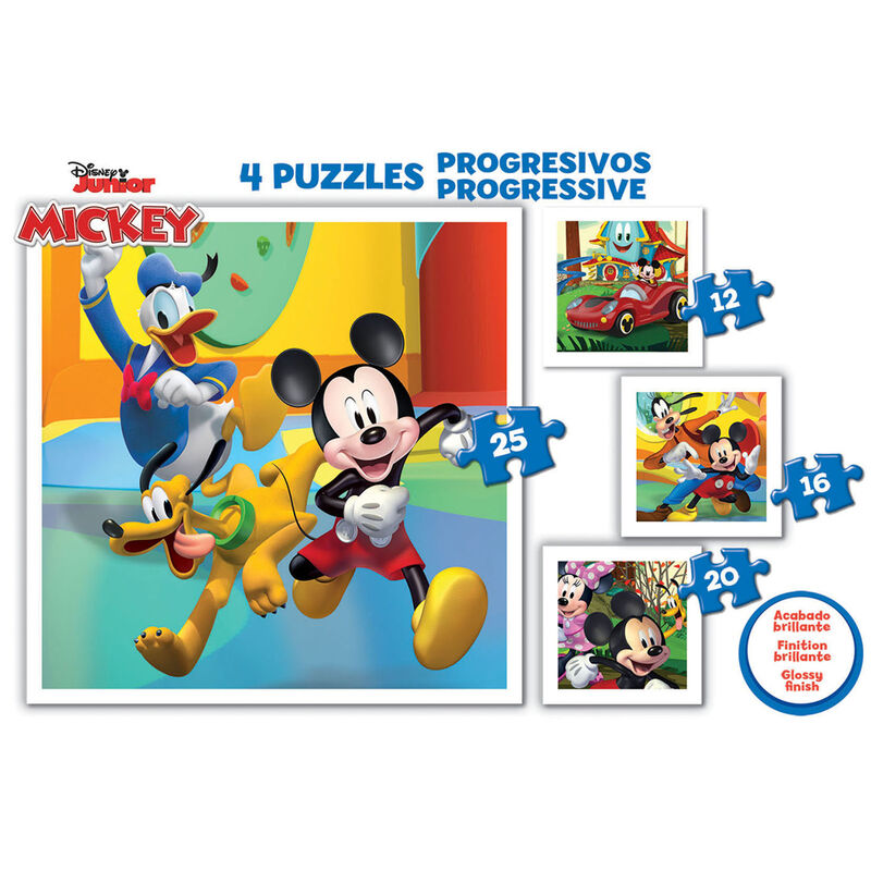 Imagen 2 de Puzzle Progresivo Mickey Y Amigos Disney 12-16-20-25Pzs