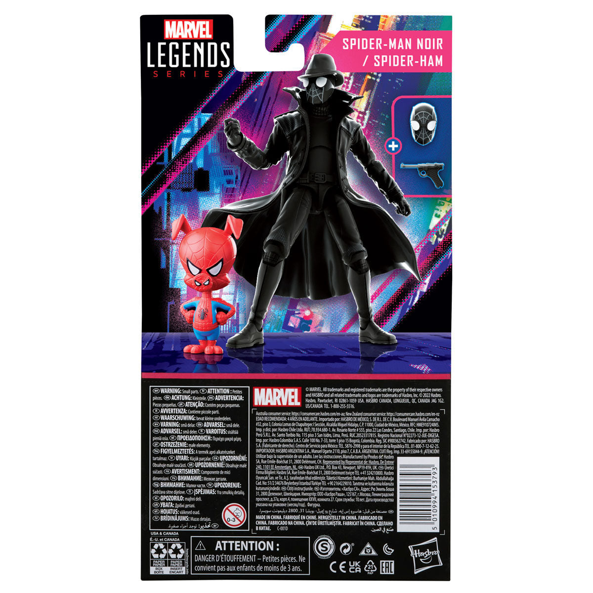 Imagen 5 - Set 2 Figuras Spiderman Noir Y Spider Ham Spiderman Into The Spider-verse Marvel Legends 15Cm