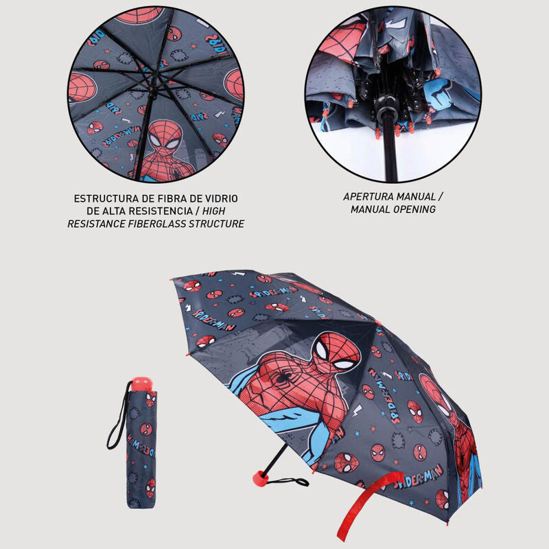 Imagen 4 - Paraguas Manual Plegable Spiderman Avengers Marvel 50Cm