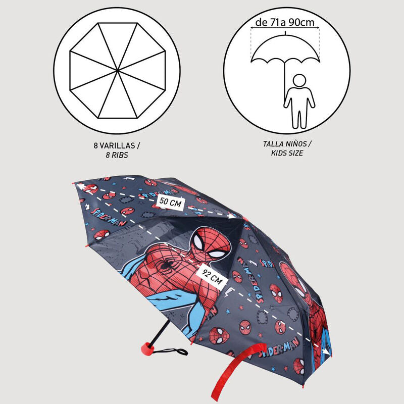 Imagen 5 - Paraguas Manual Plegable Spiderman Avengers Marvel 50Cm