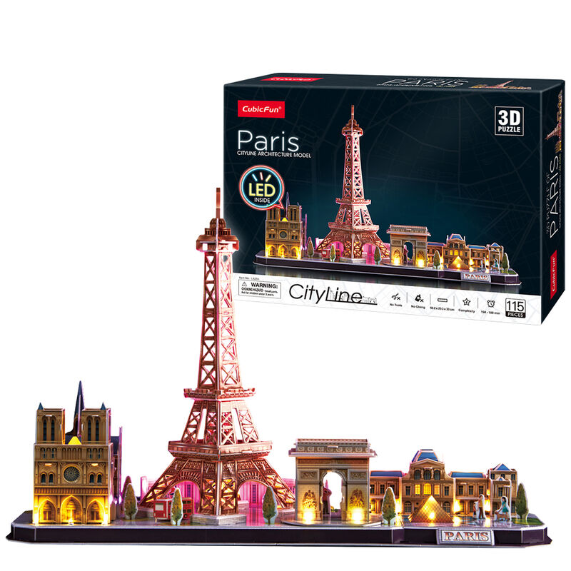 Imagen 1 de Puzzle 3D Paris City Line Led 115Pzs