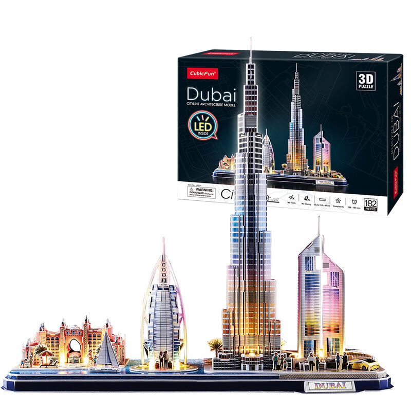 Imagen 1 de Puzzle 3D Dubai City Line Led 182Pzs