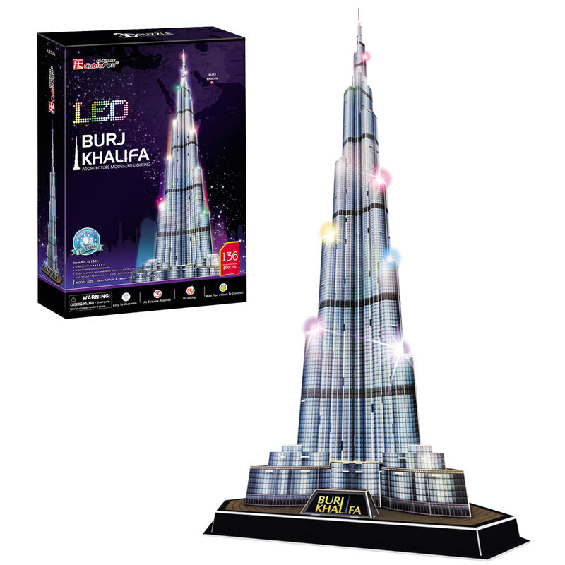 Imagen 1 de Puzzle 3D Burj Khalifa City Line Led 136Pzs