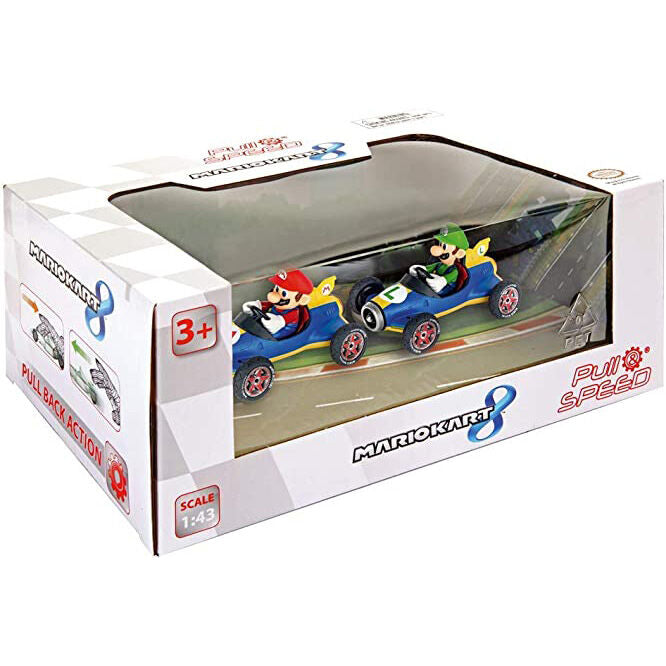 Imagen 1 de Set 2 Coches Pull Speed Mario + Luigi Mario Kart 8