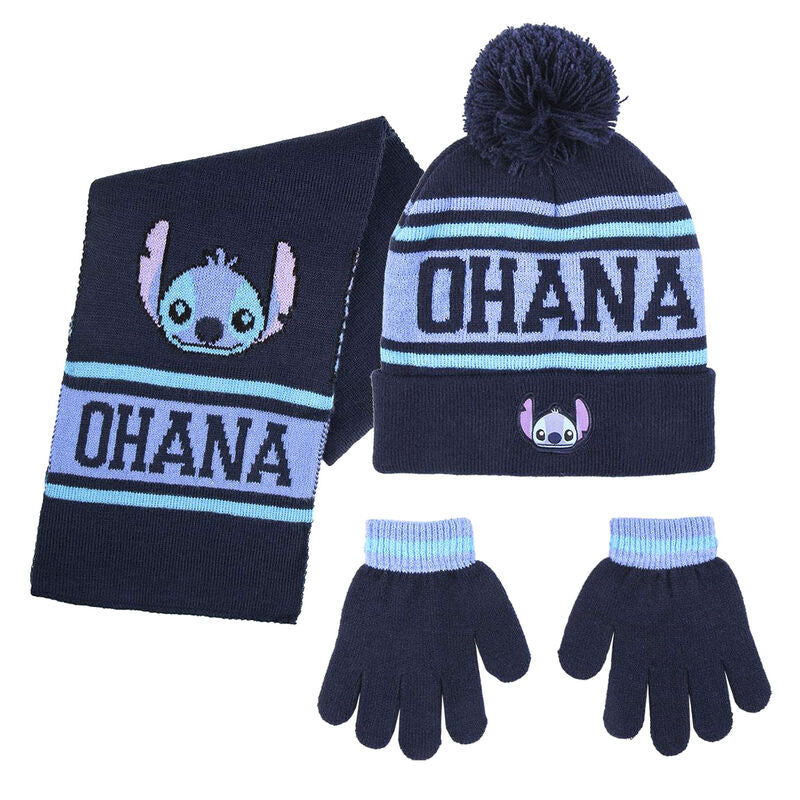 Imagen 1 - Conjunto Infantil Gorro Guantes Bufanda Stitch Disney