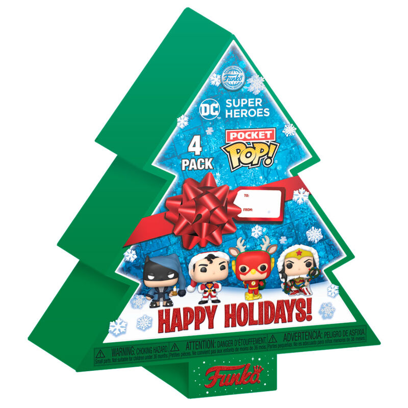 Imagen 1 de Arbol Con 4 Figuras Pocket Pop Dc Comics Happy Holidays