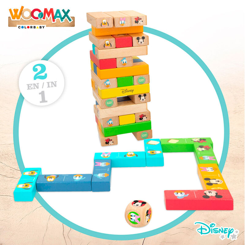 Imagen 3 - Juego Torre Bloques + Domino Madera Disney