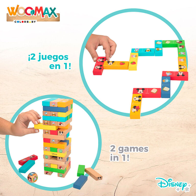 Imagen 4 - Juego Torre Bloques + Domino Madera Disney