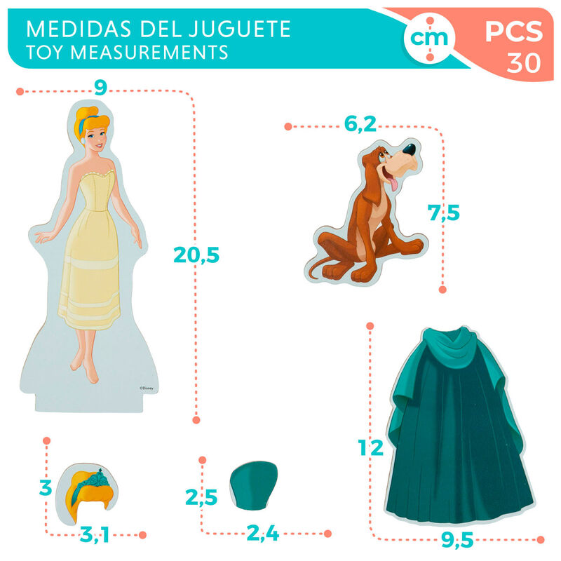 Imagen 7 - Juego Magnetico Madera Vestidos Cenicienta Disney